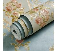 VBNEXYR Papier Peint Autocollant Papier Peint À Motif Floral 3D 53cm×1000cm Idéal pour Une Chambre Un Salon ou Un Mur Tv Motif Floral Bleu Foncé À Grandes Fleurs