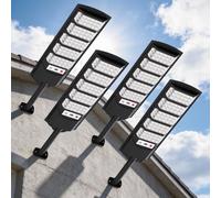 VBOK IGFE Lampadaire Solaire Exterieur,700W Projecteur LED Solaire avec Détecteur de Mouvement,6500k Lumière Solaire Super Lumineux Spot LED Gardin Extérieur Garage Rue,4 Pièces