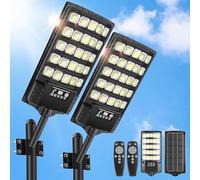 VBOK IGFE Lampadaires Solaires Extérieurs 2 pièces | 400W Projecteur LED Solaire avec Détecteur de Mouvement avec Télécommande | 6500K Lumière Extérieur Solaire pour Jardin Garage