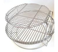 VBOYL Kit de 5 pièces en acier inoxydable EggSpander pour Big Green Egg Large, grilles à barbecue empilables sur 3 niveaux + panier Conveggtor + 2 grilles en demi-lune, plus de 40 modes de cuisson