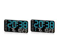 Vbsndhbde Digital Wall Clock with Big LED Digits, Date, Temp, DST, 2 Alarms | Big LED digits and a 9.5in display easy readability from any angle, ideal for seniors and busy households.