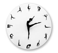 Vbsndhbde Horloge Murale Déco Yoga - Chambre et Bureau Quartz Discrète | Quartz silencieux et style simple pour horloge ronde décorative, idéale dans chambre , salon ou bureau intérieur moderne.