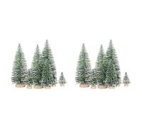 Vbsndhbde Miniature Christmas Trees Set - 5 Sizes, Silk Sisal, Wood Bases | Miniature Christmas Trees with , realistic bottle-brush design sit securely on wooden bases for festive crafts.
