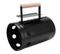 VBXCMLDPO Poêle à Charbon Rapide en Forme de Baril, avec Manche en Bois Massif ; Fourneau de Barbecue d’extérieur à Combustion Rapide du Charbon ; Allume-feu en Acier Inoxydable pour Grill