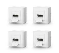 VCELINK Prise Réseau Cat6A FTP Blindée, 2 Ports RJ45, Blanc, Lot de 4 | 2 ports rj45, montage mural saillie ou encastré, compatible câble ethernet installation, support poe pour réseau domestique