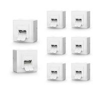 VCELINK Prise Réseau Cat6A FTP Blindée, 2 Ports RJ45, Blanc, Lot de 8 | 2 ports rj45, montage mural saillie ou encastré, compatible câble ethernet installation, support poe pour réseau domestique