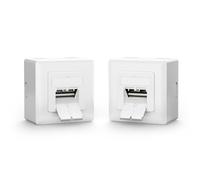VCELINK Prise Réseau, RJ45 Cat6A FTP Blindé pour Ethernet Câble D'installation, Prise LAN avec 2 Ports RJ45 Montage Mural en Saillie ou Encastré, Blanc, Lot de 2