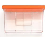 VCH Distributeur de cartes de visite d'extérieur résistant aux intempéries - Boîte en acrylique transparent avec couvercle à charnière à ressort orange et panneau Take One pour camionnettes, camions