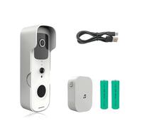 VChics Sonnette vidéo, Sonnette vidéo intellinte, étanche, Vision Nocturne, sécurité Domestique, caméra Full HD 1080P, interphone visuel numérique, WiFi, Tuya(T30-W3)