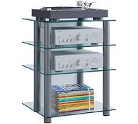 VCM Meuble Hifi Rack Armoire Phono Etagère en aluminium verre Phono Mediaregal Bilus Meuble Hifi Rack Armoire Phono Etagère en aluminium verre Phono Mediaregal Bilus Incolore