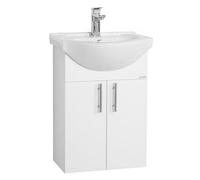 VCM 2 pcs. plan de toilette lavabo meubles de salle de bains ensemble lavabo portes battantes Lisalo M Blanc