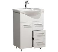 VCM 2 pcs. plan de toilette lavabo meubles de salle de bains ensemble lavabo tiroir armoire de toilette Lisalo L Blanc