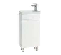 VCM 2 pcs. Set de meubles de salle de bain WC pour invités lavabo petit lavabo étroit sans poignée Silora M Blanc