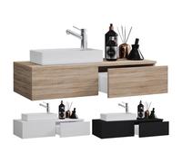 VCM 2-pièces ensemble de meubles de salle de bains WC invités salle de bains lavabo petit étroit Gudas Blanc
