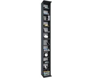 VCM 24001 Bigol Système d'Archivage pour 204 CDs Imitation Structure Bois Noir 175 x 21 x 20 cm