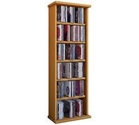 VCM 25243 Vostan Hêtre Tour pour 150 CD/DVD sans Porte en Verre Imitation Structure Bois