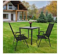 Vcm 3-Pièces De Meubles De Jardin Ensemble De Meubles De Jardin Table En Verre Chaises À Dossier Haut 80s Noir