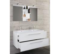 VCM 3-pièces double lavabo 2 meubles de salle de bains ensemble lavabo Budasi miroir 3-pièces double lavabo 2 meubles de salle de bains ensemble lavabo Budasi miroir Blanc