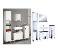 VCM 4 pcs. Meuble de salle de bain complet Armoire de salle de bain Armoire basse Hochschrank Set Landos Multicolore