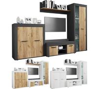 VCM 4 pcs. TV Lowboard armoire de télévision mur d'armoire salon annexe mur Usilo L Blanc