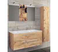 VCM 4-pièces double lavabo 2 meubles de salle de bains ensemble lavabo Budasi miroir 4-pièces double lavabo 2 meubles de salle de bains ensemble lavabo Budasi miroir Brun