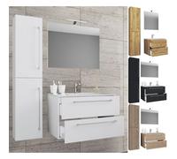 VCM 4-pièces lavabo meuble de salle de bains ensemble lavabo Badinos tiroir miroir 4-pièces lavabo meuble de salle de bains ensemble lavabo Badinos tiroir miroir Brun