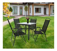 Vcm 5-Pièces De Meubles De Jardin Ensemble De Meubles De Jardin Table En Verre Chaises À Dossier Haut 80m Noir