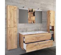 VCM 5-pièces double lavabo 2 meubles de salle de bains ensemble lavabo Budasi miroir 5-pièces double lavabo 2 meubles de salle de bains ensemble lavabo Budasi miroir Brun