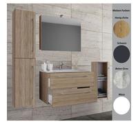 VCM 5-pièces lavabo meuble de salle de bains ensemble lavabo Badinos tiroir SC 5-pièces lavabo meuble de salle de bains ensemble lavabo Badinos tiroir SC Brun