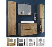 VCM 5-pièces lavabo meuble de salle de bains ensemble lavabo Lendas XL tiroir 5-pièces lavabo meuble de salle de bains ensemble lavabo Lendas XL tiroir Brun