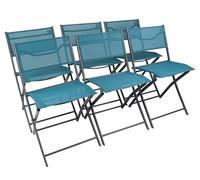 VCM 6er Set Gartenstuhl | Balkonstuhl klappbar | Maße ca. H. 79 x B. 45 x T. 46 cm | Campingstuhl | Gartenmöbel - Sumila Turquoise