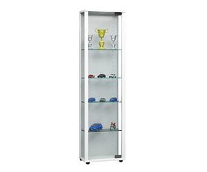 VCM 911783 Edana Mini Vitrine avec Eclairage LED Bois/Verre de sécurité ESG Blanc 115 x 33 x 18 cm