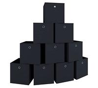 VCM 912004 Boxas Set de 10 Boîtes Pliantes Tissu Noir 28 x 27 x 27 cm