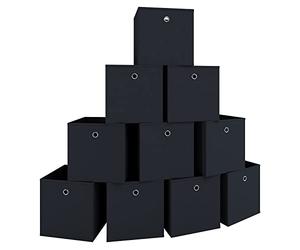 VCM 912004 Boxas Set de 10 Boîtes Pliantes Tissu Noir 28 x 27 x 27 cm
