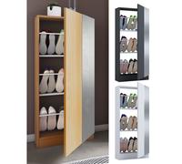 VCM Armoire à chaussures en bois Commode à chaussures Étagère à chaussures Support à chaussures Fulisa L Miroir Blanc