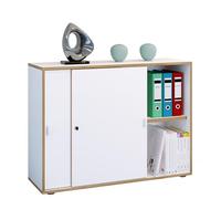 VCM Armoire de Bureau à 2 Compartiments | Armoire à dossiers Moderne à Portes coulissantes | Dimensions : env. H 74 x L 100 x P 37 cm - Salia 2 Compartiments Blanc