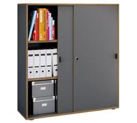 VCM Armoire de Bureau à 3 Compartiments | Armoire à dossiers Moderne à Portes coulissantes | Dimensions : env. H 110 x L 100 x P 37 cm - Salia 3 Compartiments Anthracite