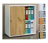 VCM Armoire de bureau en bois Classeur Armoire de classement Meuble de bureau Armoire Lona 2 portes coulissantes Gris