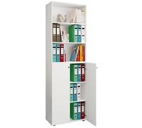 VCM Armoire de bureau Livres Classeurs Meuble de bureau Armoire Lona 6 portes battantes Étagère Blanc