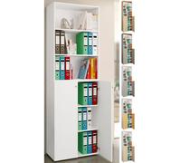 VCM Armoire de bureau Livres Classeurs Meuble de bureau Armoire Lona 6 portes battantes Étagère Gris