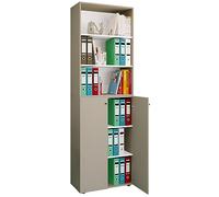 VCM Armoire de bureau Livres Classeurs Meuble de bureau Armoire Lona 6 portes battantes Étagère Gris