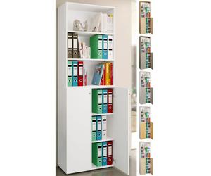 VCM Armoire de bureau Livres Classeurs Meuble de bureau Armoire Lona 6 portes battantes Étagère Multicolore