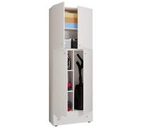 VCM Armoire Rangement Garage, Armoire a Balai Exterieur, Armoire a Balai Interieur, Armoire Balai Exterieur Armoire à balais en Bois Armoire à aspirateur Armoire de ménage Tiroir Lona S Blanc