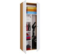 VCM Armoire Rangement Garage, Armoire a Balai Exterieur, Armoire a Balai Interieur, Armoire Balai Exterieur Armoire à balais en Bois Armoire à aspirateur Armoire de ménage Vandol K Hêtre/Blanc