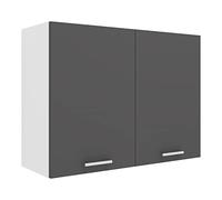 VCM Armoire Suspendue 2 Portes en Bois Blanc/Anthracite Taille Unique