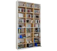 VCM Étagère en bois pour CD et DVD Étagère à livres Étagère à médias Séparateur de pièce Étagère décorative Megosa XL Multicolore