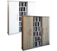 VCM Bois CD DVD Stand Étagère Armoire Rangement Étagère sur pied Santo Porte en verre Bois CD DVD Stand Étagère Armoire Rangement Étagère sur pied Santo Porte en verre Blanc