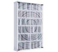VCM Bois,CD,DVD,Stand,étagère,Armoire,Rangement,étagère sur Pied,Support,Porte en Verre,Tilano,L Blanc