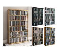 VCM Bois CD DVD Stand Étagère Armoire Rangement Étagère sur pied Support Roma Porte en verre Bois CD DVD Stand Étagère Armoire Rangement Étagère sur pied Support Roma Porte en verre Noir
