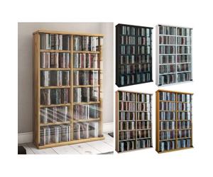 VCM Bois CD DVD Stand Étagère Armoire Rangement Étagère sur pied Support Roma Porte en verre Bois CD DVD Stand Étagère Armoire Rangement Étagère sur pied Support Roma Porte en verre Noir